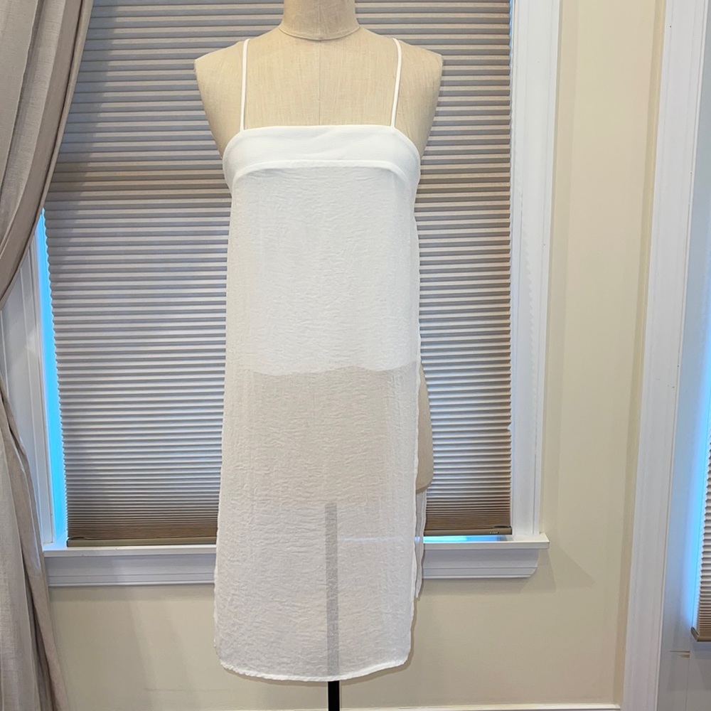 Zara Sheer Layered High Slit Racer Back Tunic Top